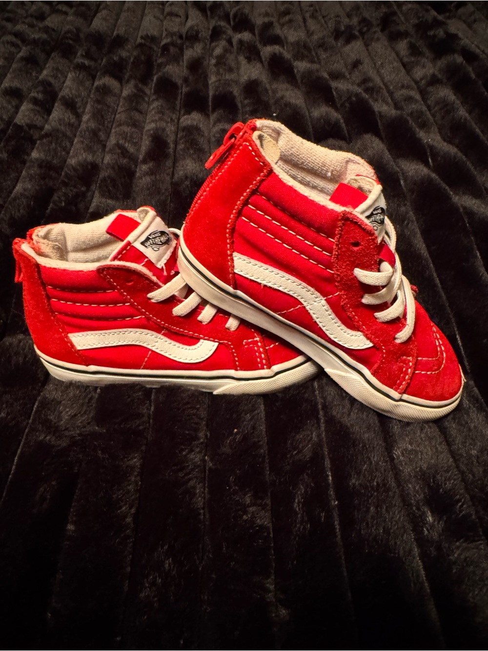 Vans Kids Red and White High-Top Sneakers